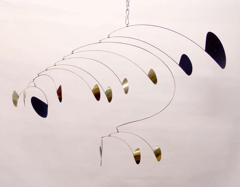 Vintage 1970's Brass and Black Calder Style Mobile