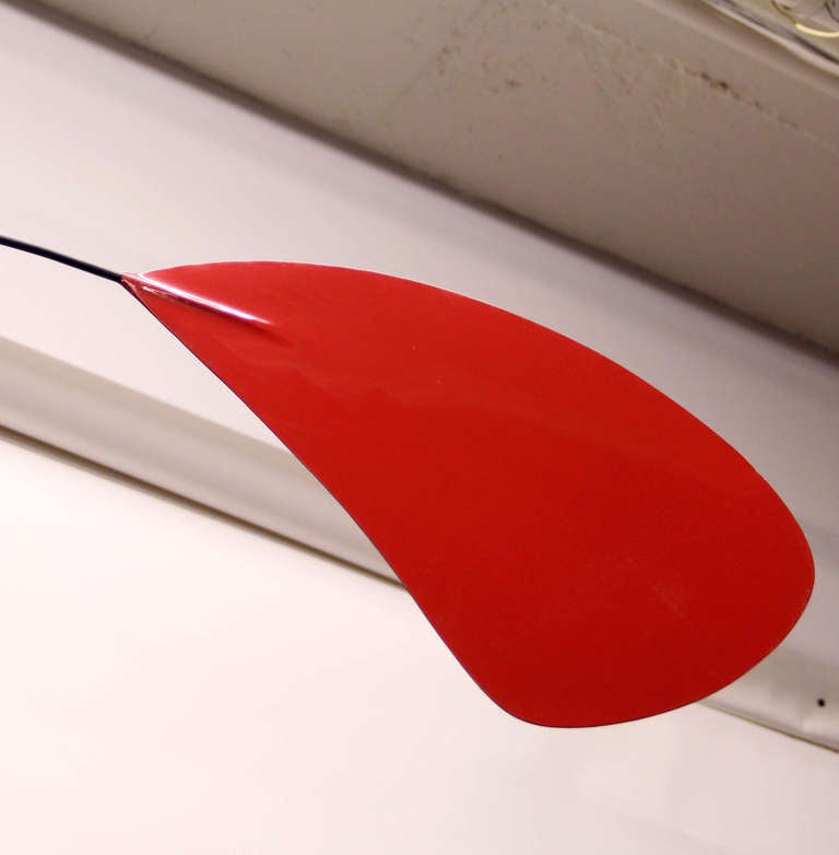 Vintage Alexander Calder Style Red and Black Mobile In Excellent Condition In Minneapolis, MN
