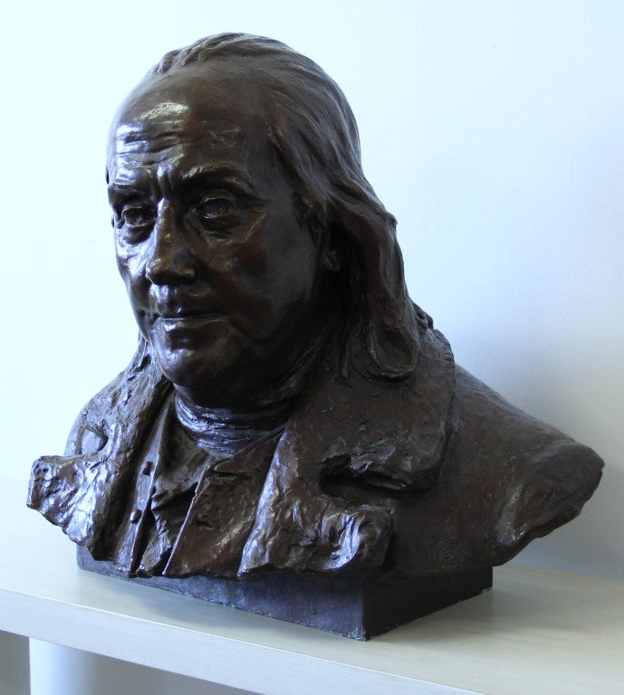 Large Bronze Bust of Benjamin Franklin by John J. Boyle In Excellent Condition In Minneapolis, MN