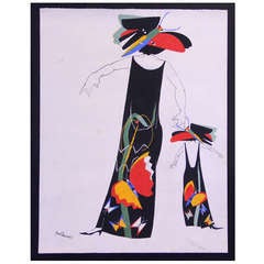 Original Jacob Lawrence Costume Design for Artist and Models Ball 1969