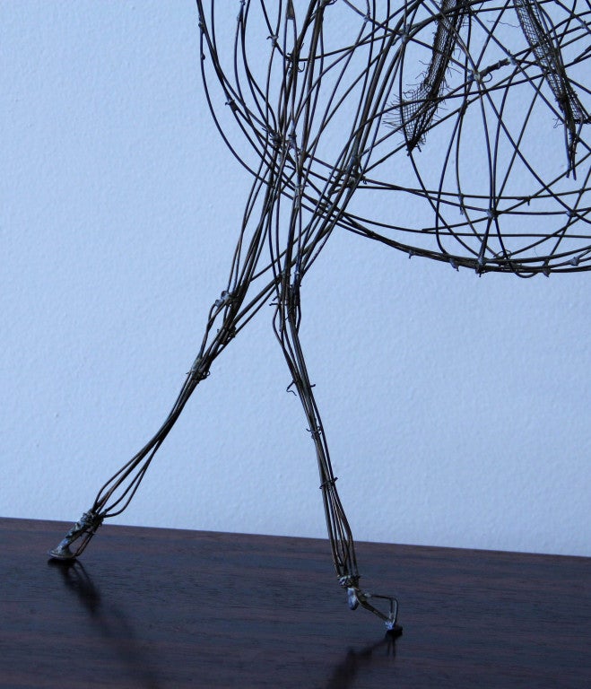 20th Century Unique Wire Sculpture of Horse and RIder 