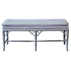 Faux Bamboo Upholstered Bench