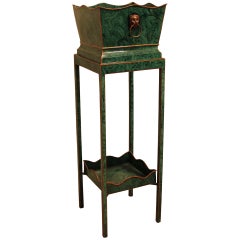 Retro Maitland Smith Faux Malachite Regency Style Two Tier Plant Stand