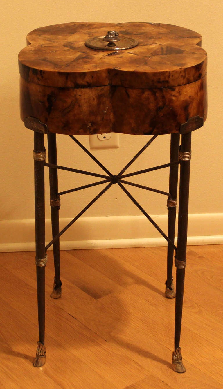 Maitland-Smith Style Faux Tortoise Quatrefoil Box on Stand 1