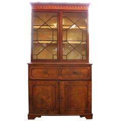 Antique English George III Mahogany Secretaire Bookcase 1790-1810