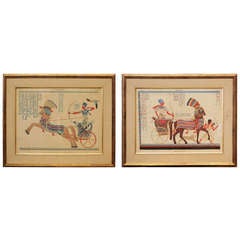 Pair of 19th Century Egyptian Revival Hand-Colored Lithographs