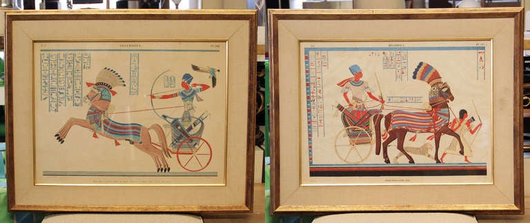 Pair of 19th Century Egyptian Revival Hand-Colored Lithographs
