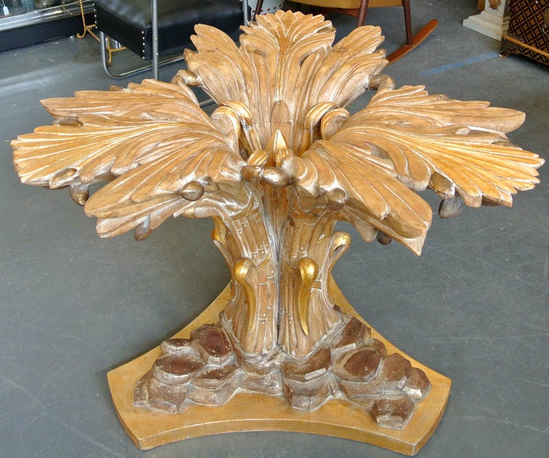 Carved Silver Leaf and Gilt Rococo Center Table Base