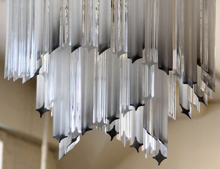 1980's Lucite two-tier Chandelier with frosted Prisms by Triarch 2