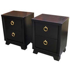 Pair of 1940's Mahogany Art Deco Style Nightstands