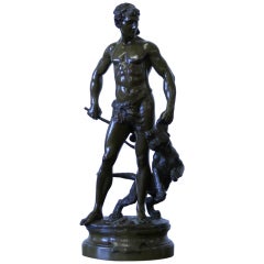 Bronze Statue of a Gladiator "Belluaire" by Adrien Gaudez