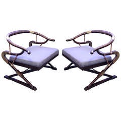 Pair of Chinese Style Arm Chairs by Widdicomb