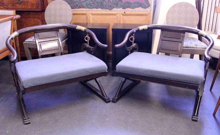 Pair of Chinese Style Arm Chairs by Widdicomb