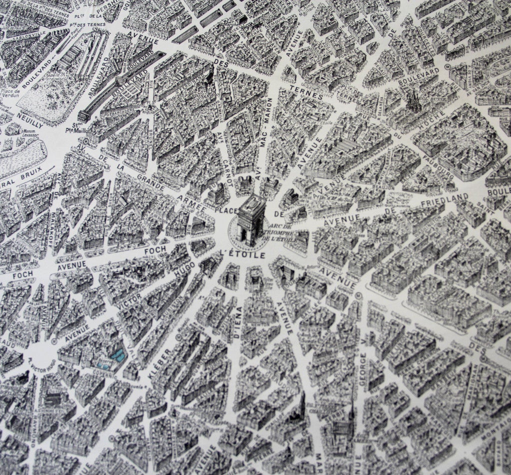 French Monumental Map of Paris  Plan de Paris a Vol D'Oiseau