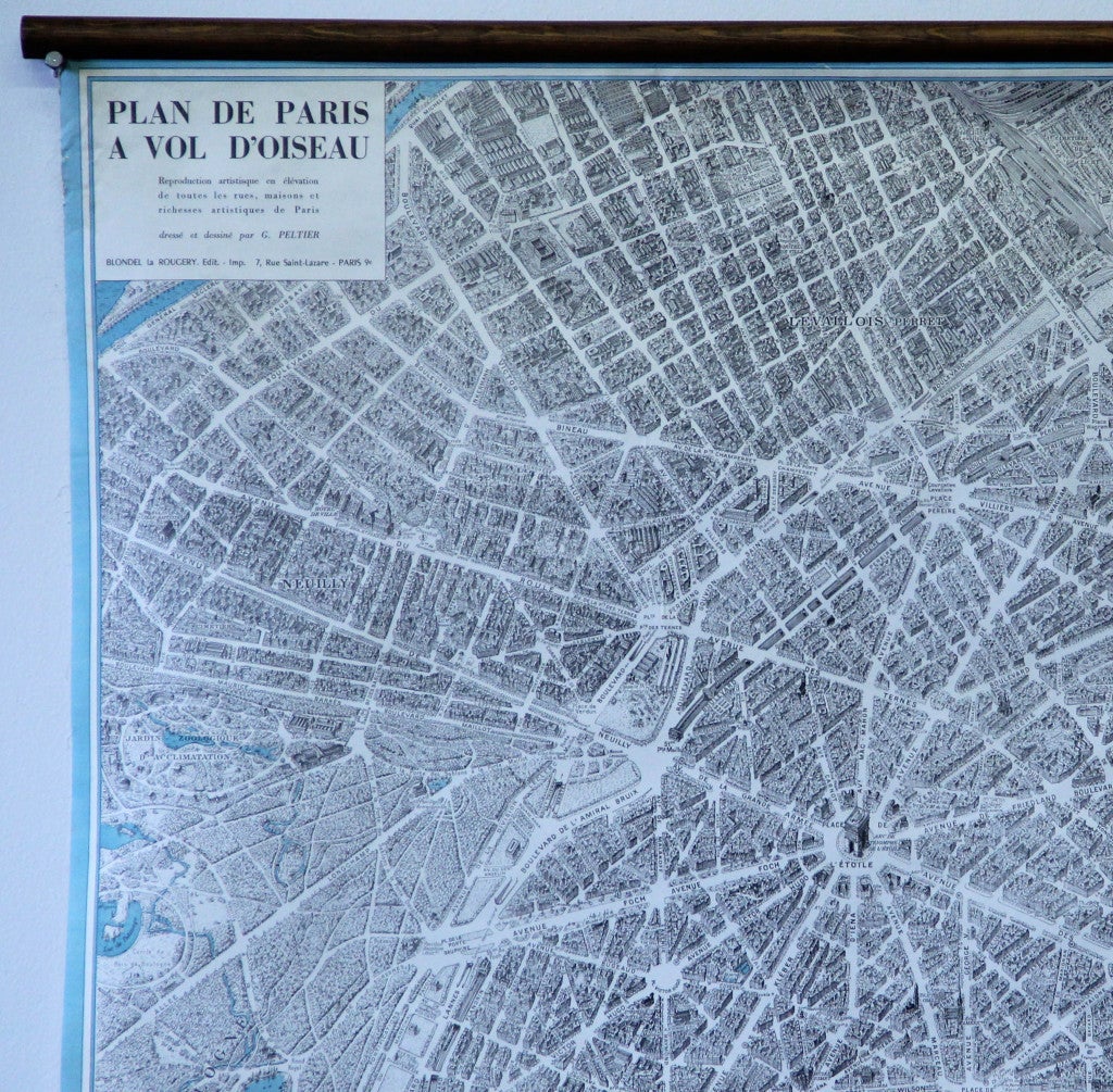 Monumental Map of Paris  Plan de Paris a Vol D'Oiseau 4