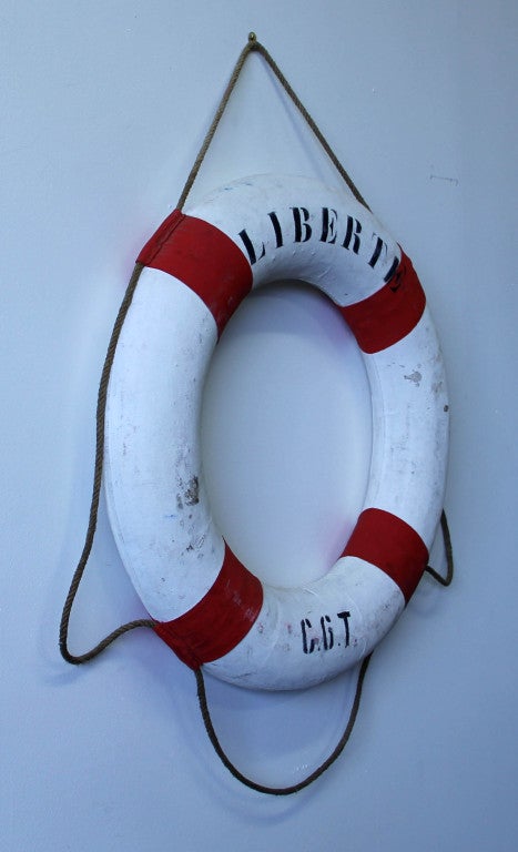 Mid-20th Century Vintage Life Bouy from the S. S. Liberté Luxury Cruise Ship