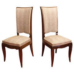 Pair of French Art Deco Style Side Chairs with Faux Shagreen Upholstery