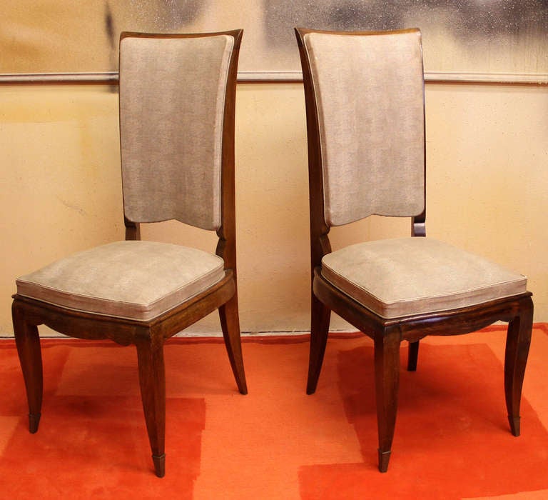Pair of French Art Deco Style Side Chairs with Faux Shagreen Upholstery