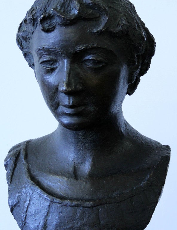 French Bronze Bust of a Young Man 