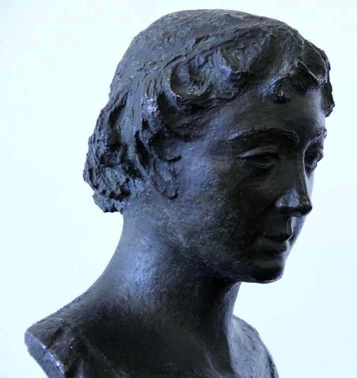 20th Century Bronze Bust of a Young Man 