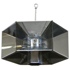 Vintage Mod 1970's Lightolier Style Chrome Ceiling Fixture