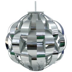 Large Lightolier Spherical Chrome Pendant Light Chandelier