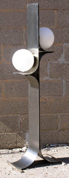 Italian Style Stainless Steel Two Globe Floor Lamp