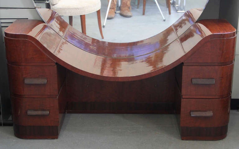 French Art Deco Mirrored Vanity and Stool 3