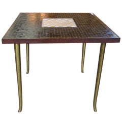 Murano Glass Tile Game Table With Inset Marble Chess Board