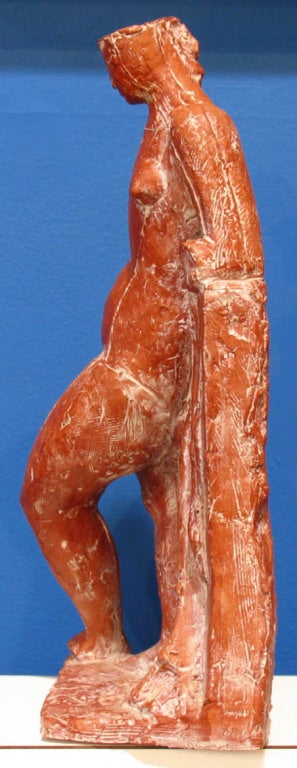 Mid-20th Century Heinz Leinfellner Abstract Terracotta Sculpture of a Nude Woman For Sale