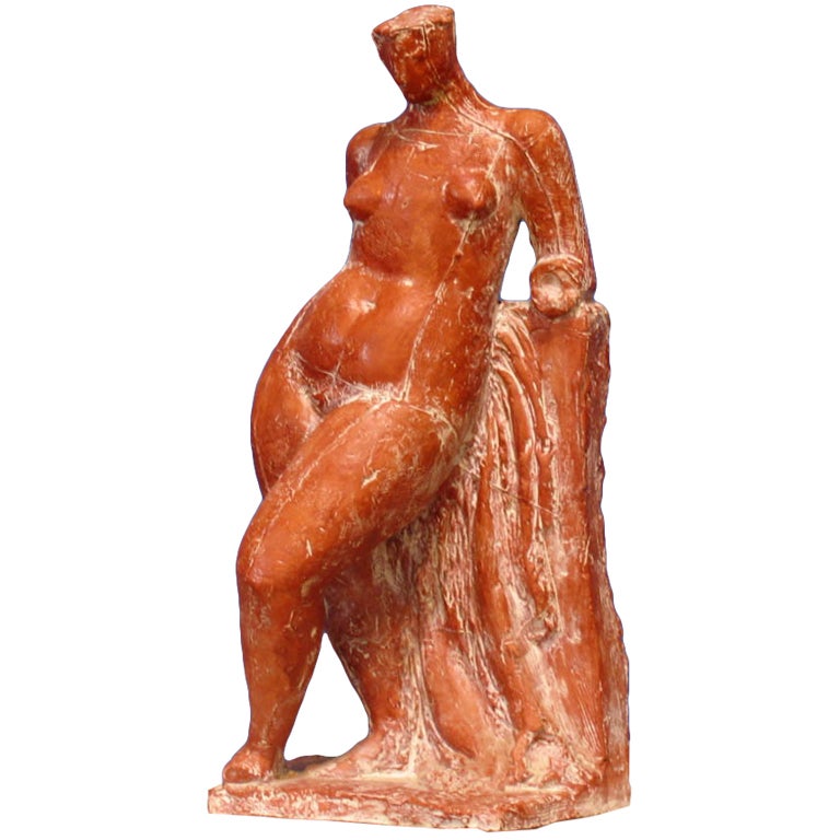 Heinz Leinfellner Abstract Terracotta Sculpture of a Nude Woman For Sale