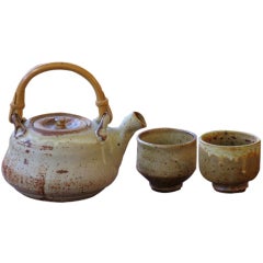 Mingei Style Studio Pottery Teapot and Cups By Warren Mackenzie