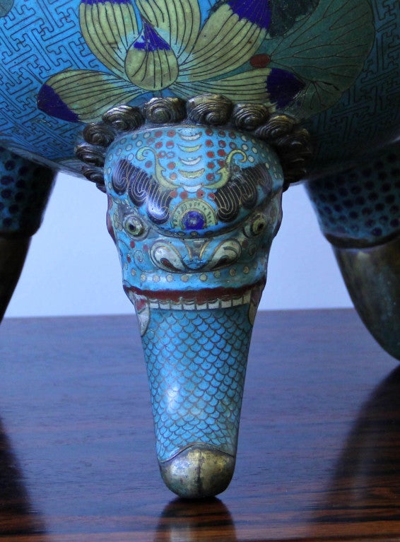 Large 19th Century Chinese Cloisonné Enamel Censer or Brazier