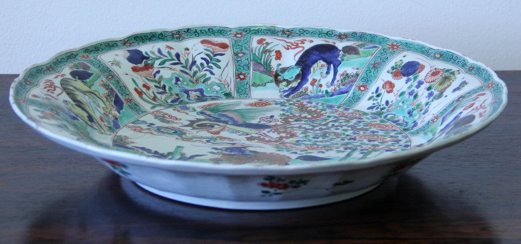 Chinese Porcelain Famille-verte Charger with Dragon Kangxi 7