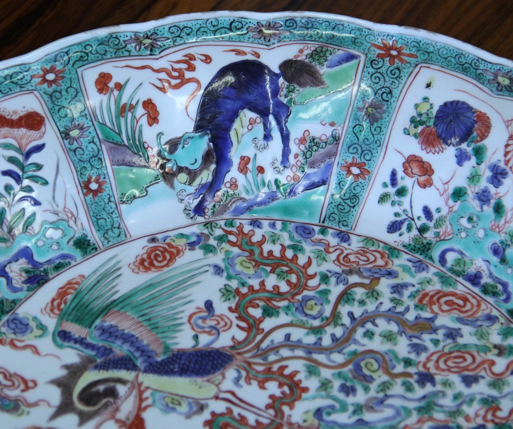 Chinese Porcelain Famille-verte Charger with Dragon Kangxi 2