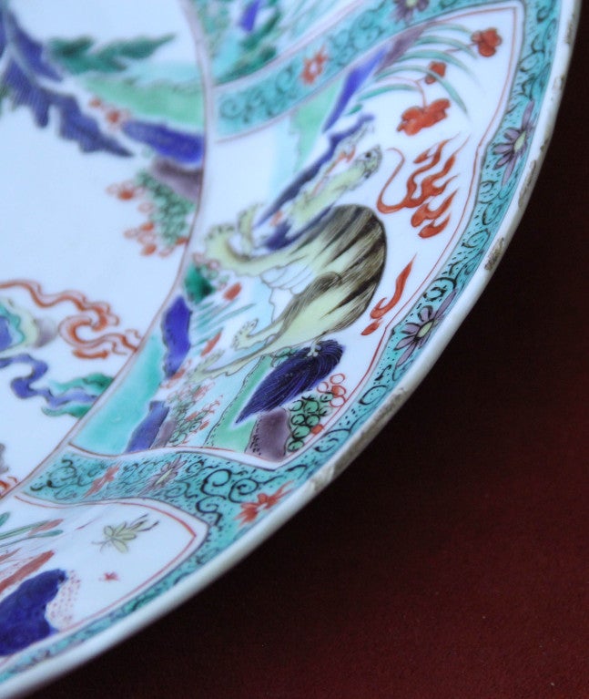 Chinese Porcelain Famille-verte Charger with Dragon Kangxi 6