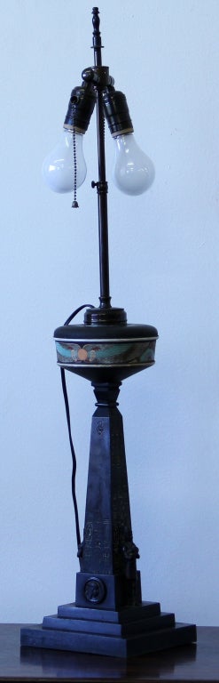 19th Century Cleopatra's Needle Egyptian Revival Table Lamp London 1878