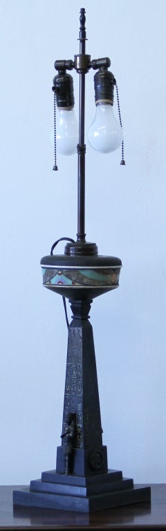 Cleopatra's Needle Egyptian Revival Table Lamp London 1878 3