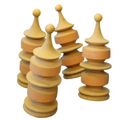 Four Unique Large Painted Finials