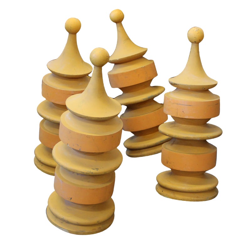 Four Unique Large Painted Finials at 1stdibs