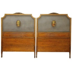 Antique Pair of Exquisite George III Style Edwardian Satinwood Twin Beds