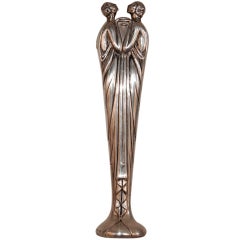 Erte 'Flora I' Patinated and Gilt Bronze Vase