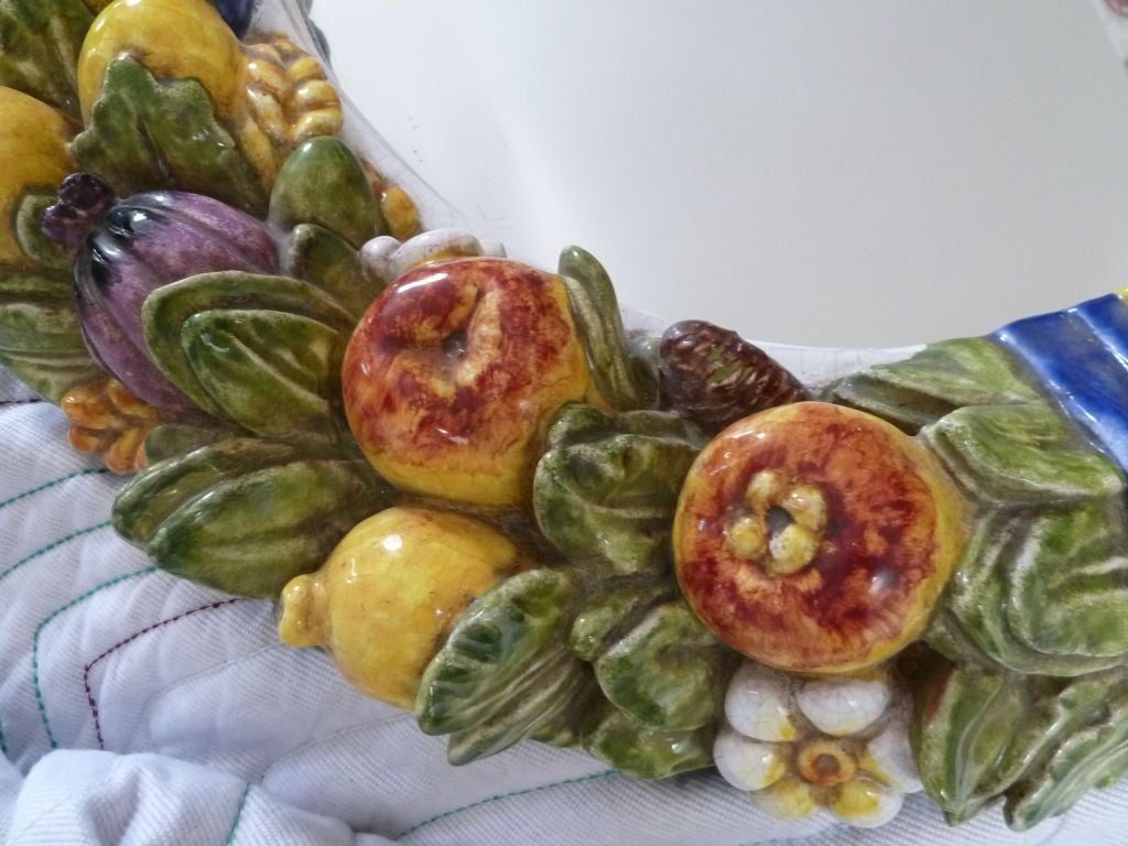 An Italian Della Robia Terra Cotta Rondel Mirror