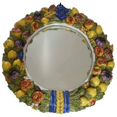 An Italian Della Robia Terra Cotta Rondel Mirror