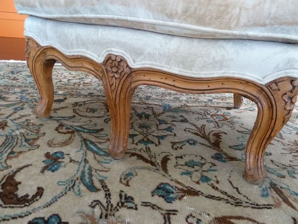 Pair of 18th C Louis XV French Fruitwood Bergeres For Sale 3
