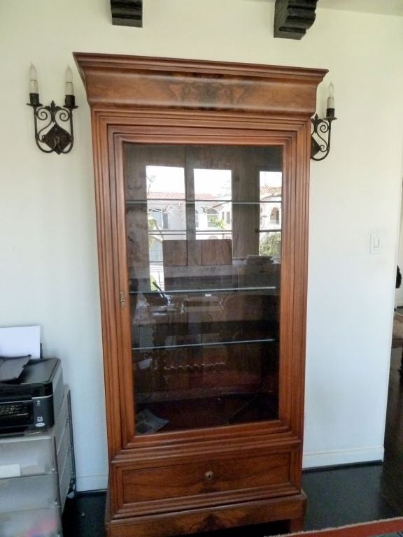 Italian Burled Walnut Bookcase/Cabinet