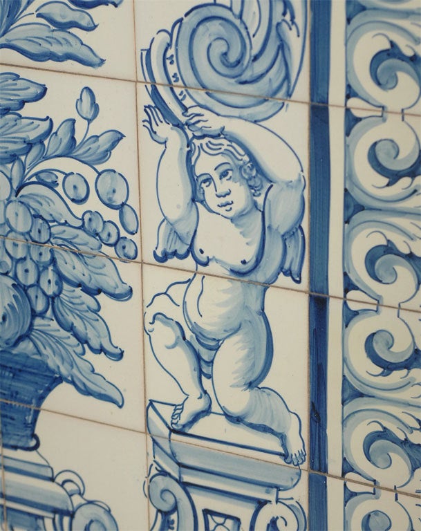 A Large Portuguese Blue and White Tile Plaque For Sale 3