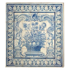 Vintage A Large Portuguese Blue and White Tile Plaque