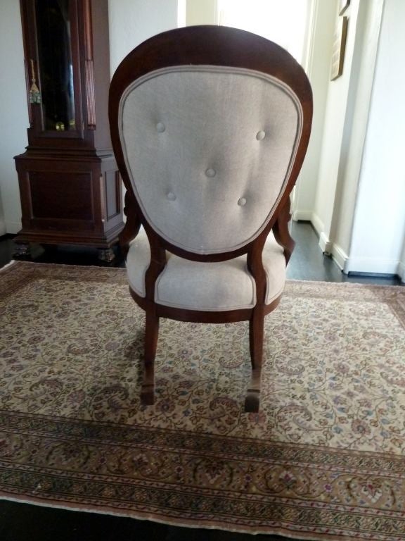 Walnut French Balloon Back Bergere Rocking Chair For Sale