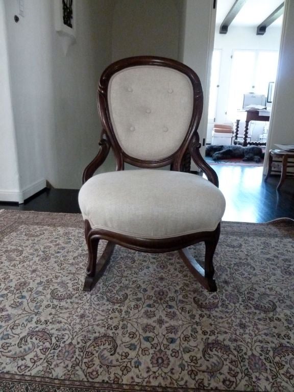 French Balloon Back Bergere Rocking Chair For Sale 1